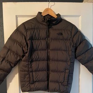 Boys North Face puffer jacket, dark grey